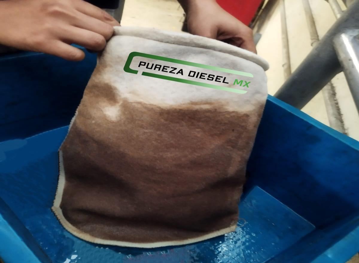 Filtro de bolsa de Pureza Diesel lleno de contaminantes después de un pulido